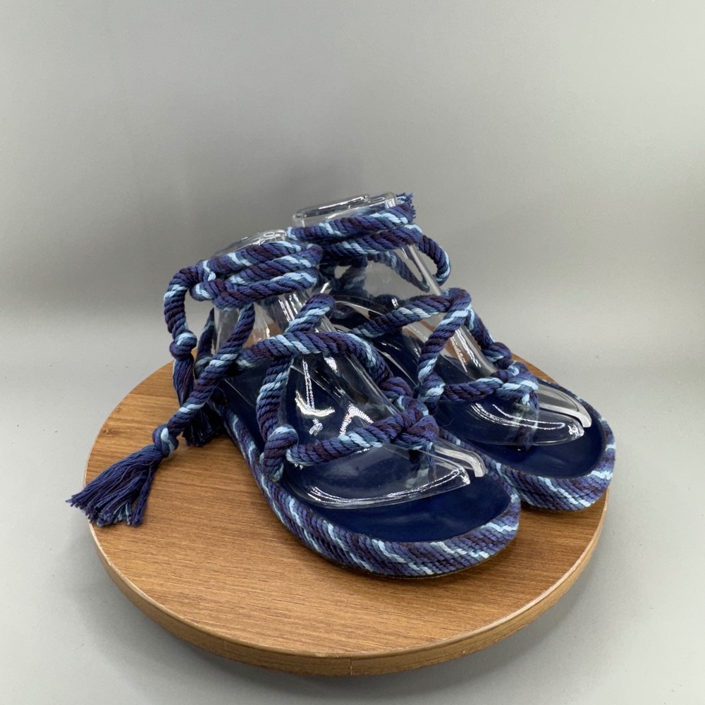 Isabel Marant Rope Lace Up Sandals 35 Blue Nautical‎ Bohemian Gladiator Flat